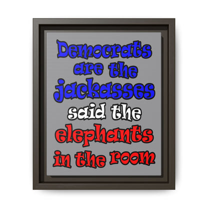 donkeys and elephants - framed canvas art (grey)