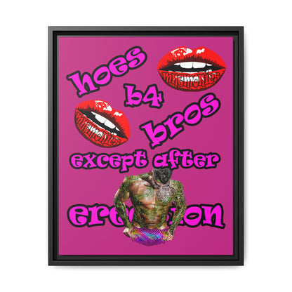 hoes b4 bros - framed canvas art (pink)