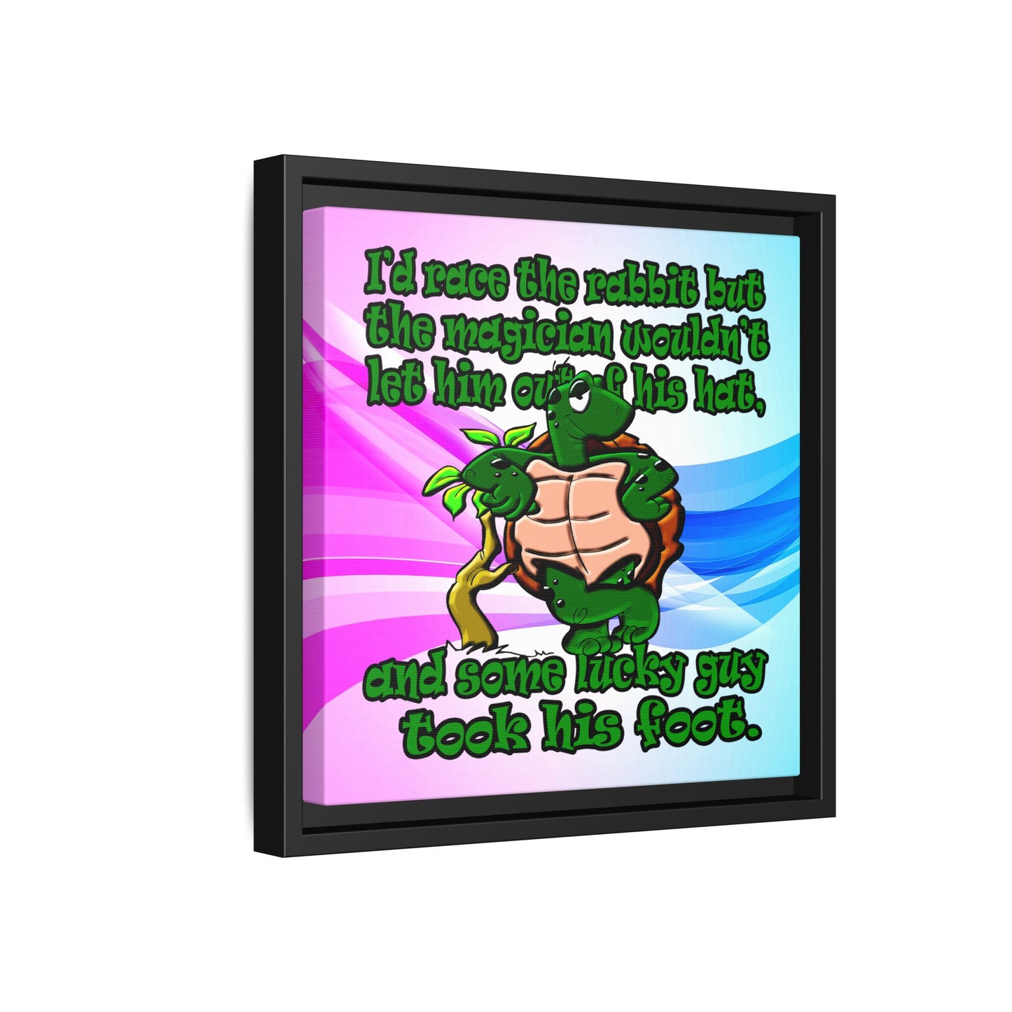turtle race - framed canvas art (light blue-pink wave)