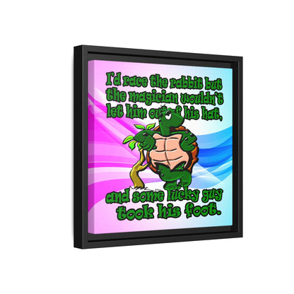 turtle race - framed canvas art (light blue-pink wave)