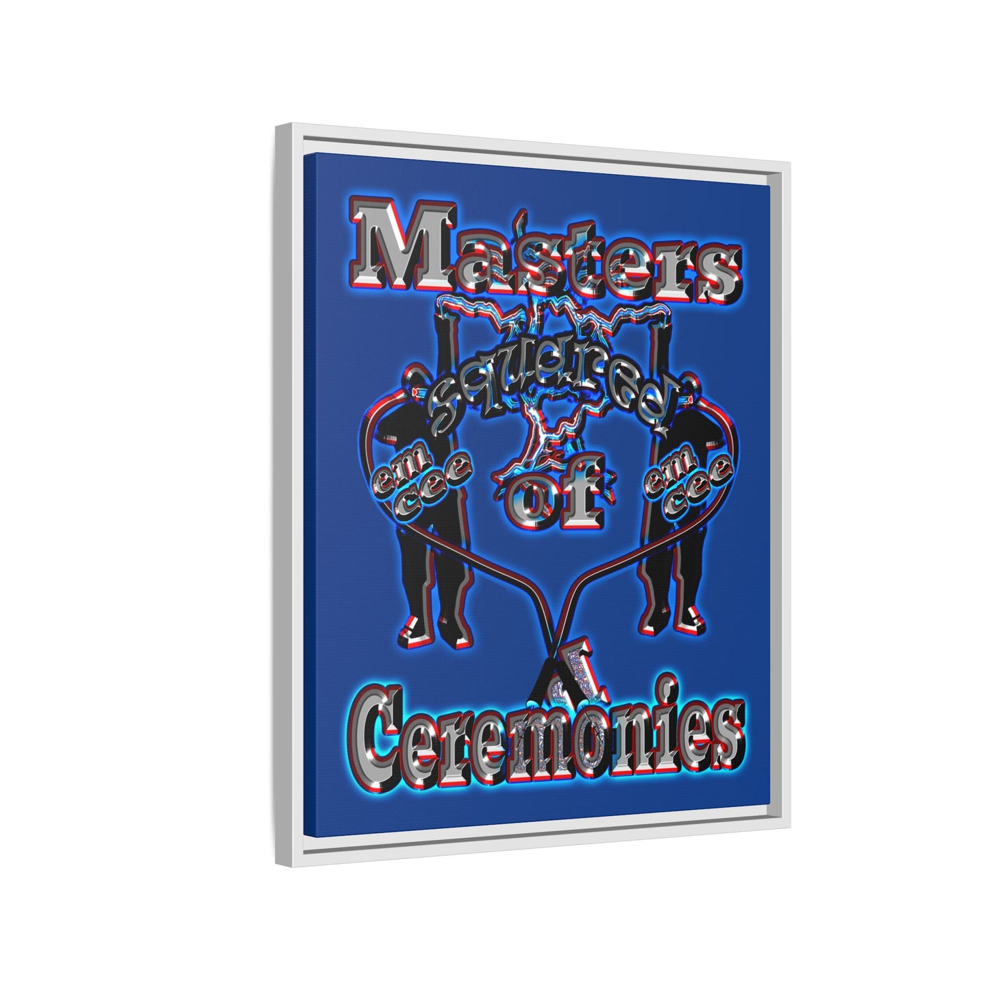 em cee squared - framed canvas art (dark blue)