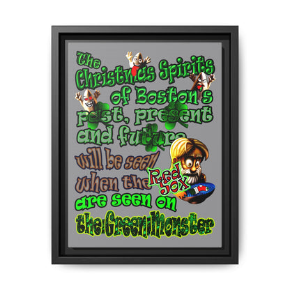 christmas spirits of boston - framed canvas art (grey)