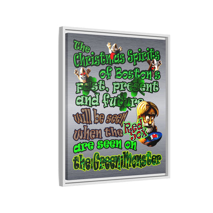 christmas spirits of boston - framed canvas art (brushed nickel)