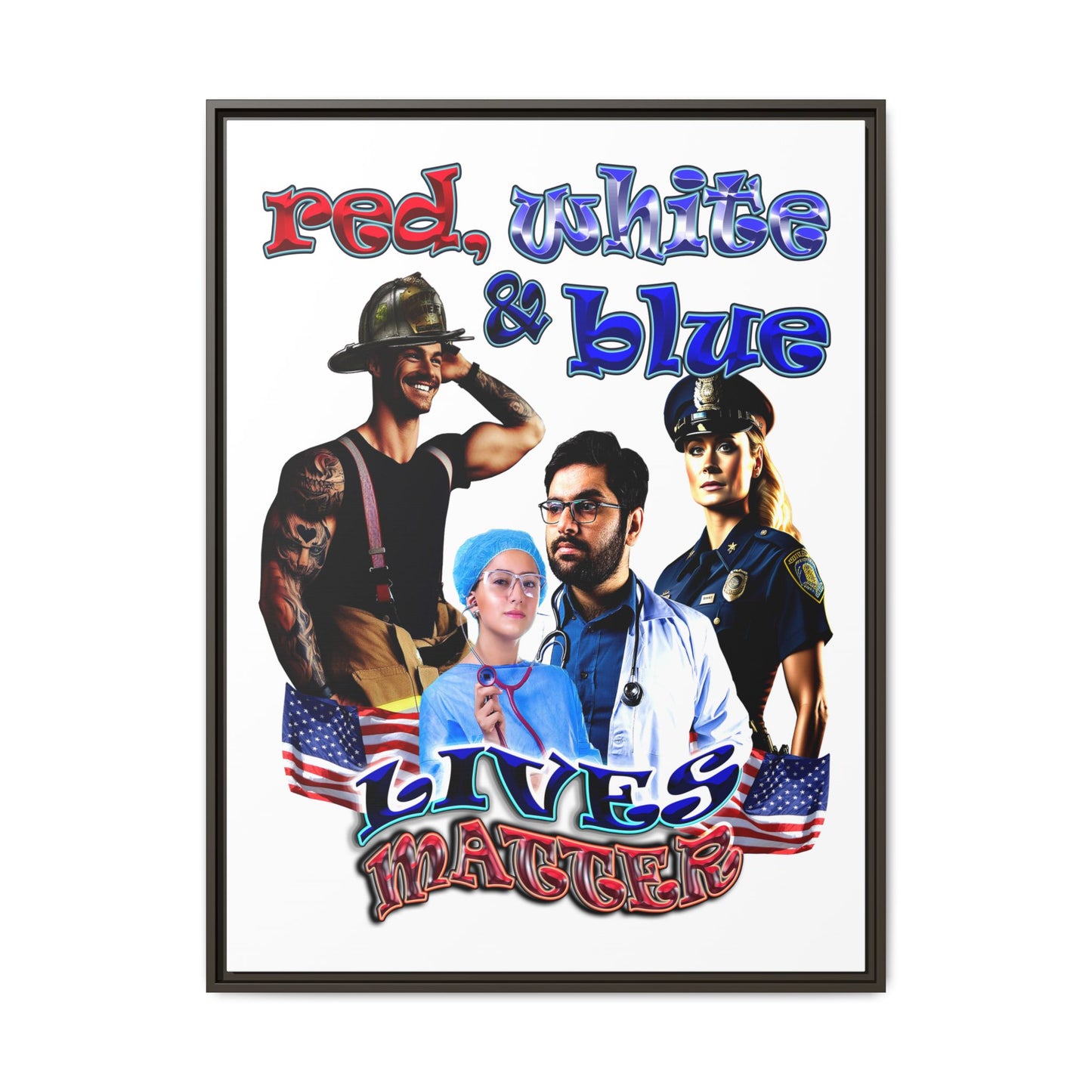 rw&b lives matter - framed canvas art (white)