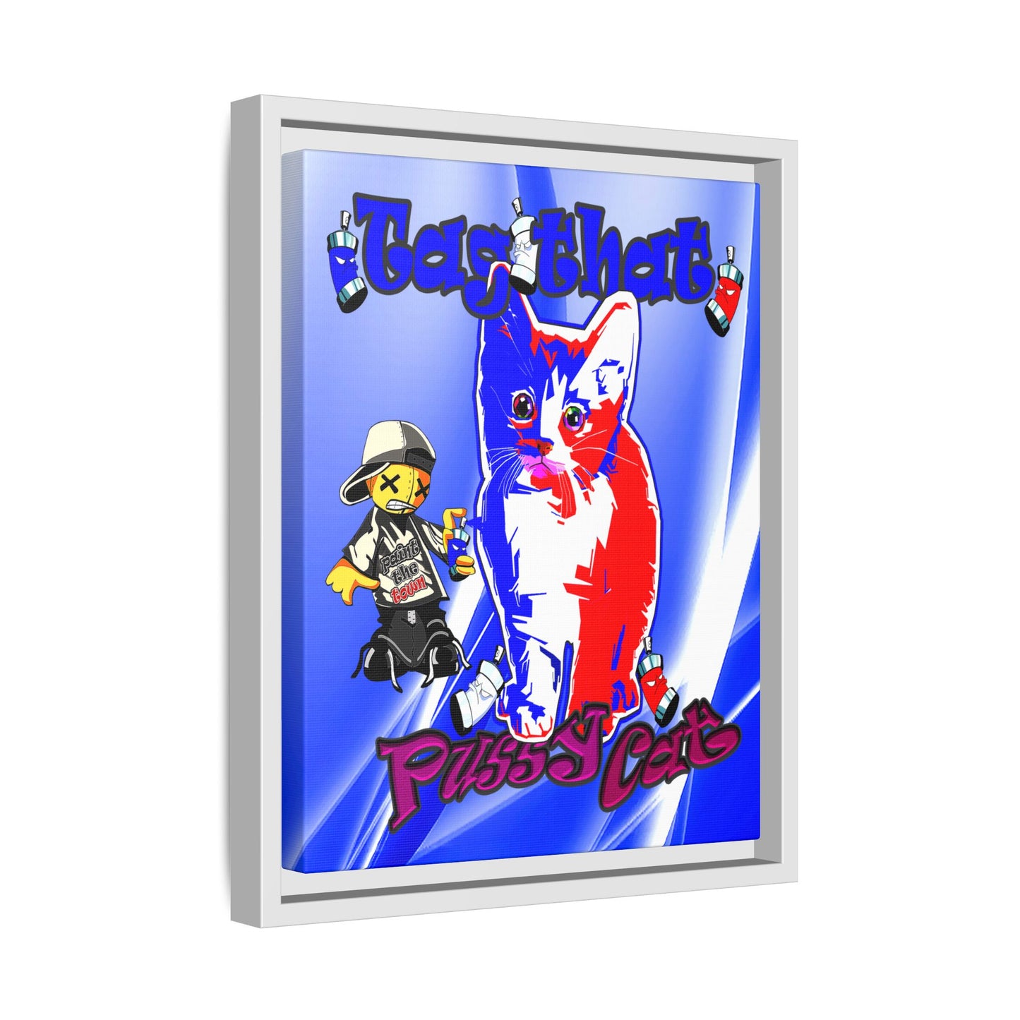 tag that - framed canvas art (blue-white wave)