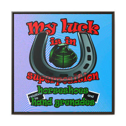 my luck - framed canvas art (light blue-purple wave)