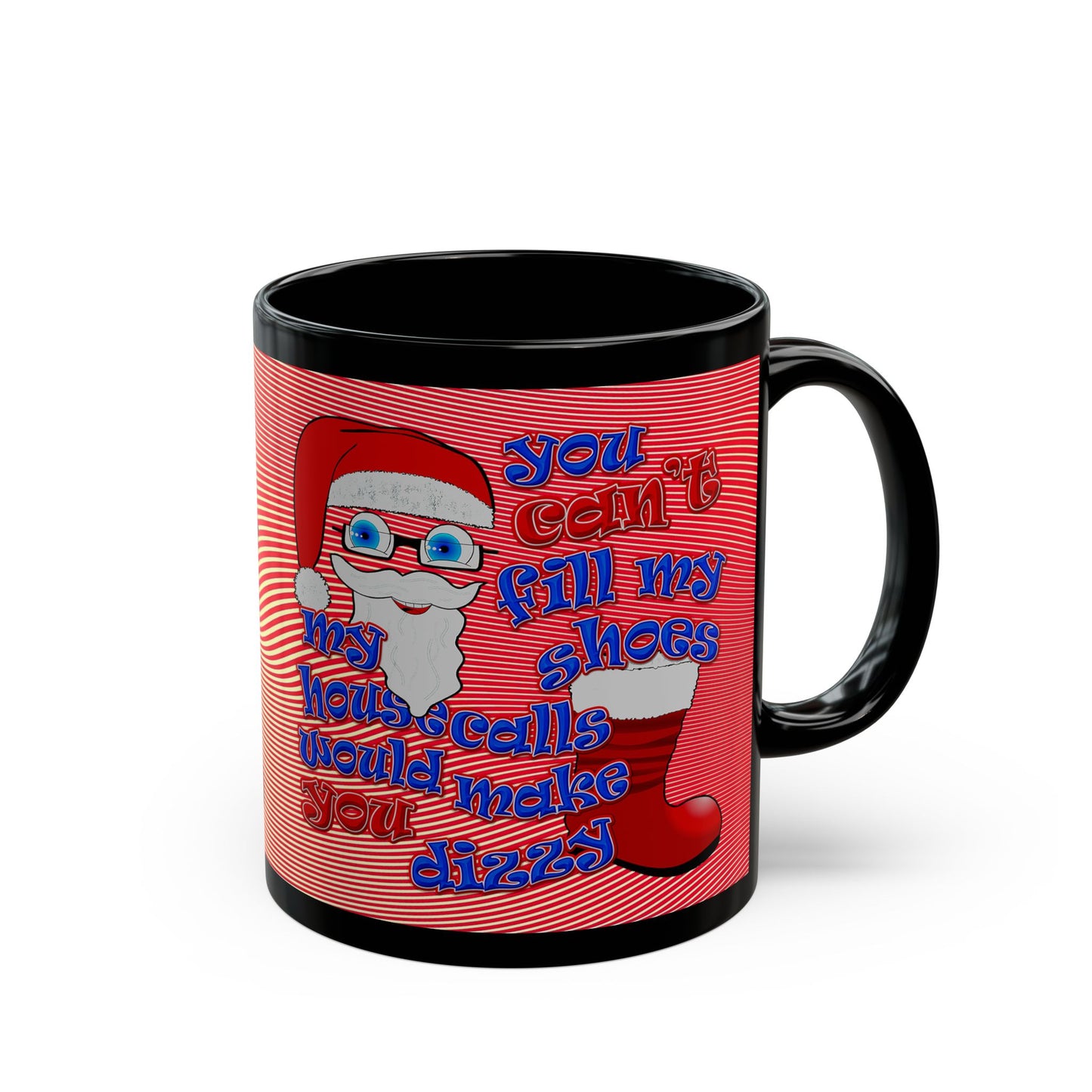 santa's shoes - Black Mug (yellow-orange wave)