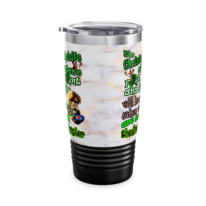 christmas spirits of boston - Ringneck Tumbler, 20oz (white marble)