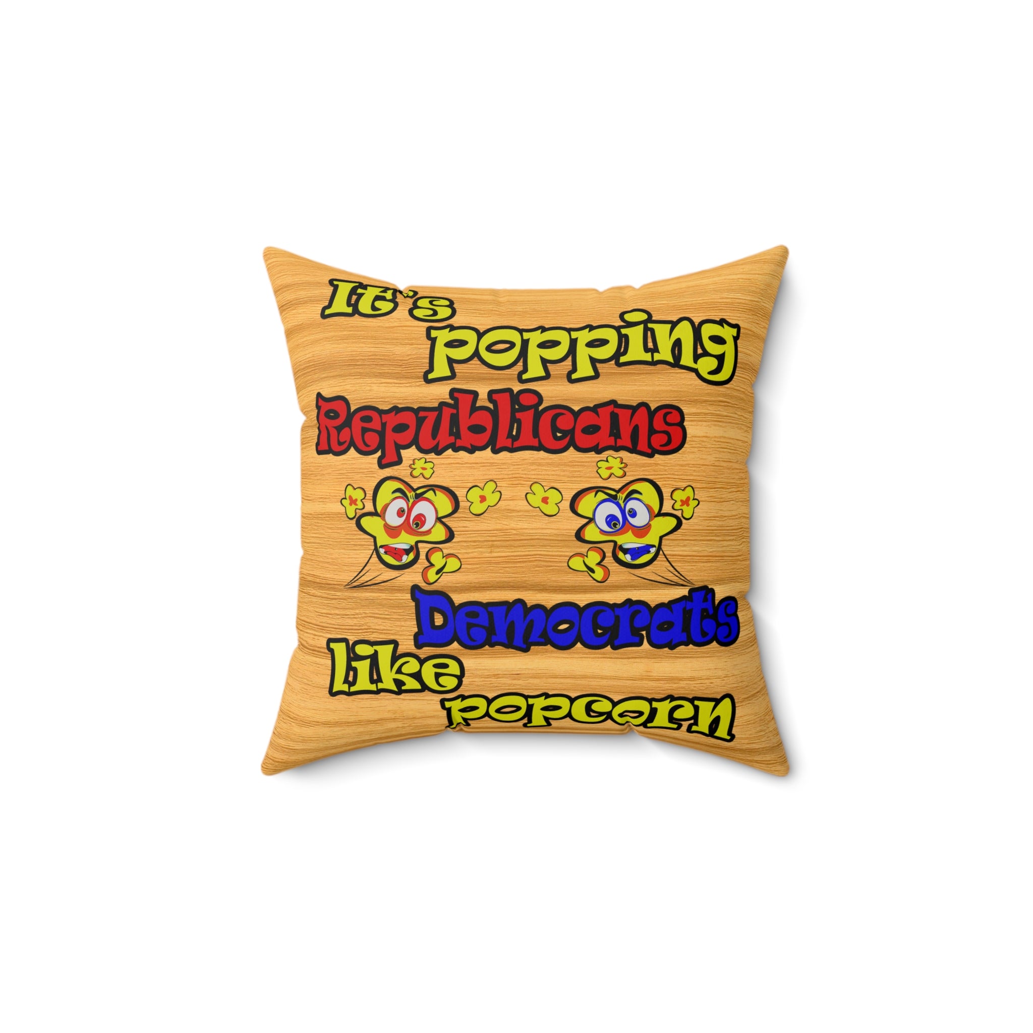 popping like popcorn - Faux Suede Square Pillow - (butterscotch wood finish)