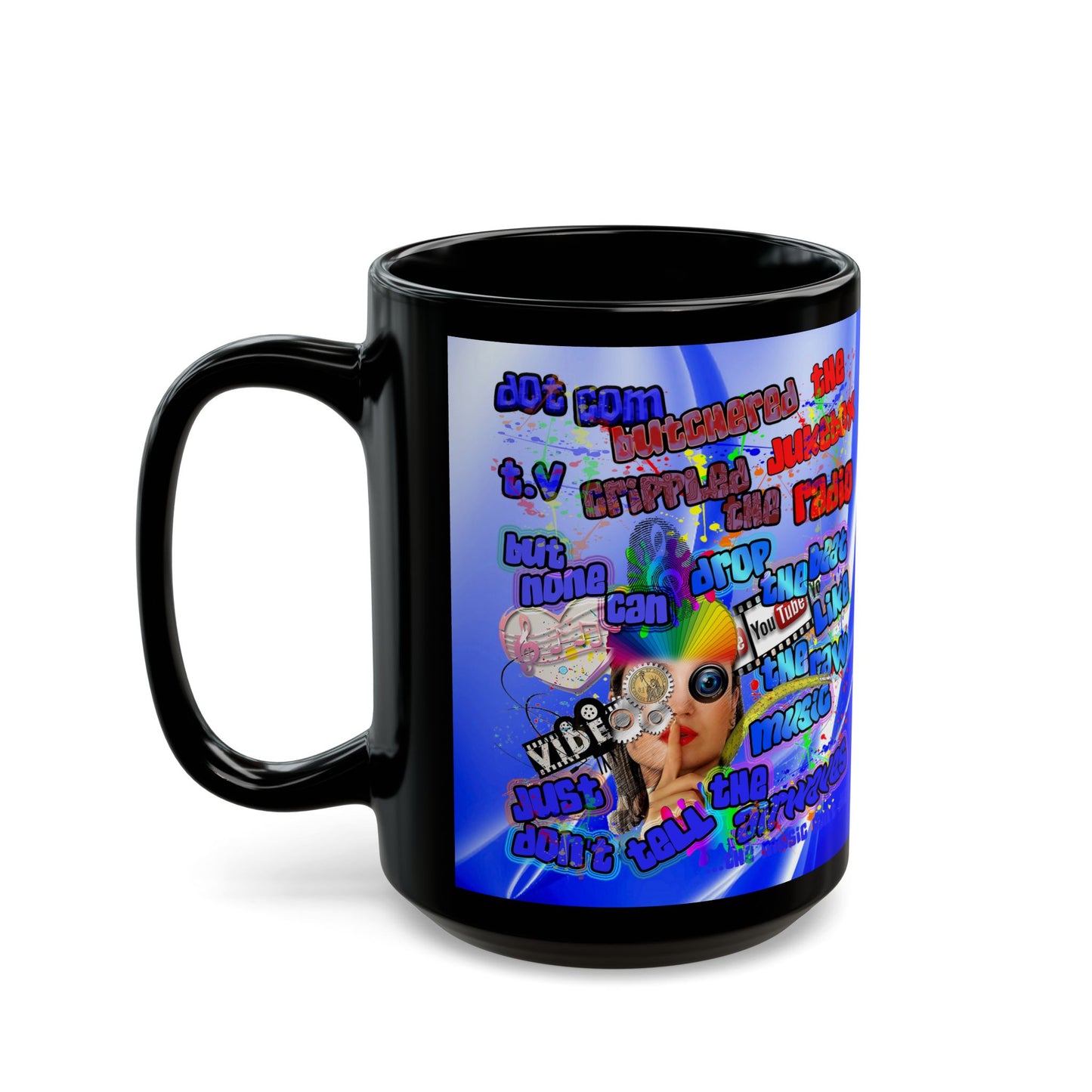 drop the beat - Black Mug (blue-white wave)