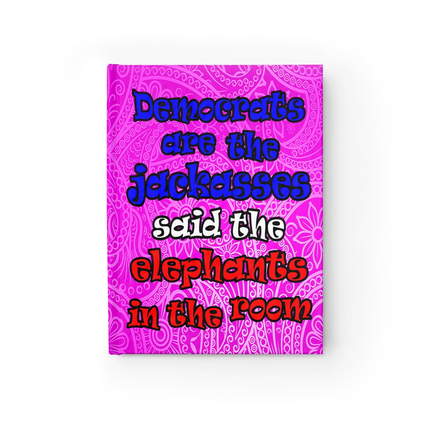 donkeys and elephants - journal-lined (pink swirl)