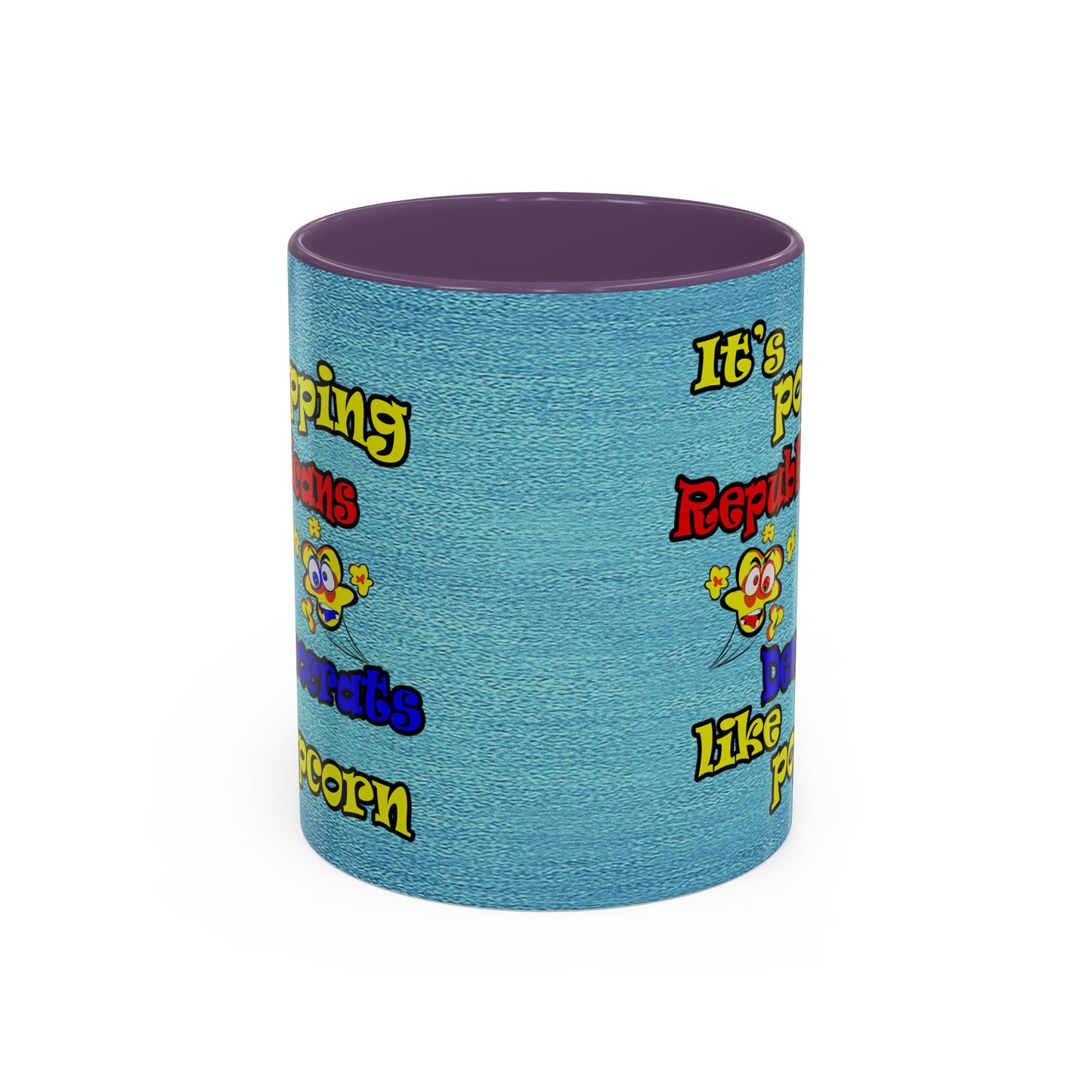 popping like popcorn - Accent Mug (faded dark blue)