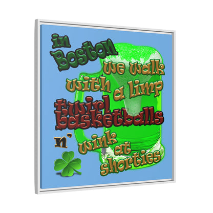 celtics logo - framed canvas art (light blue)