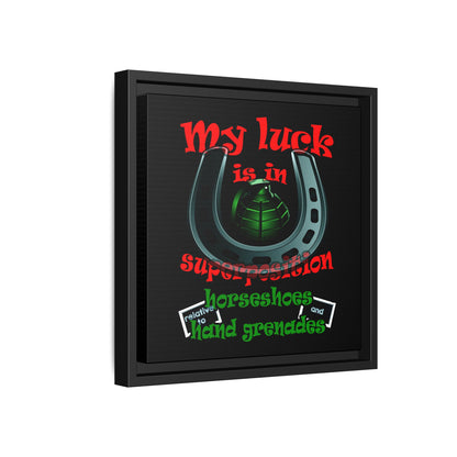 my luck - framed canvas art (black)