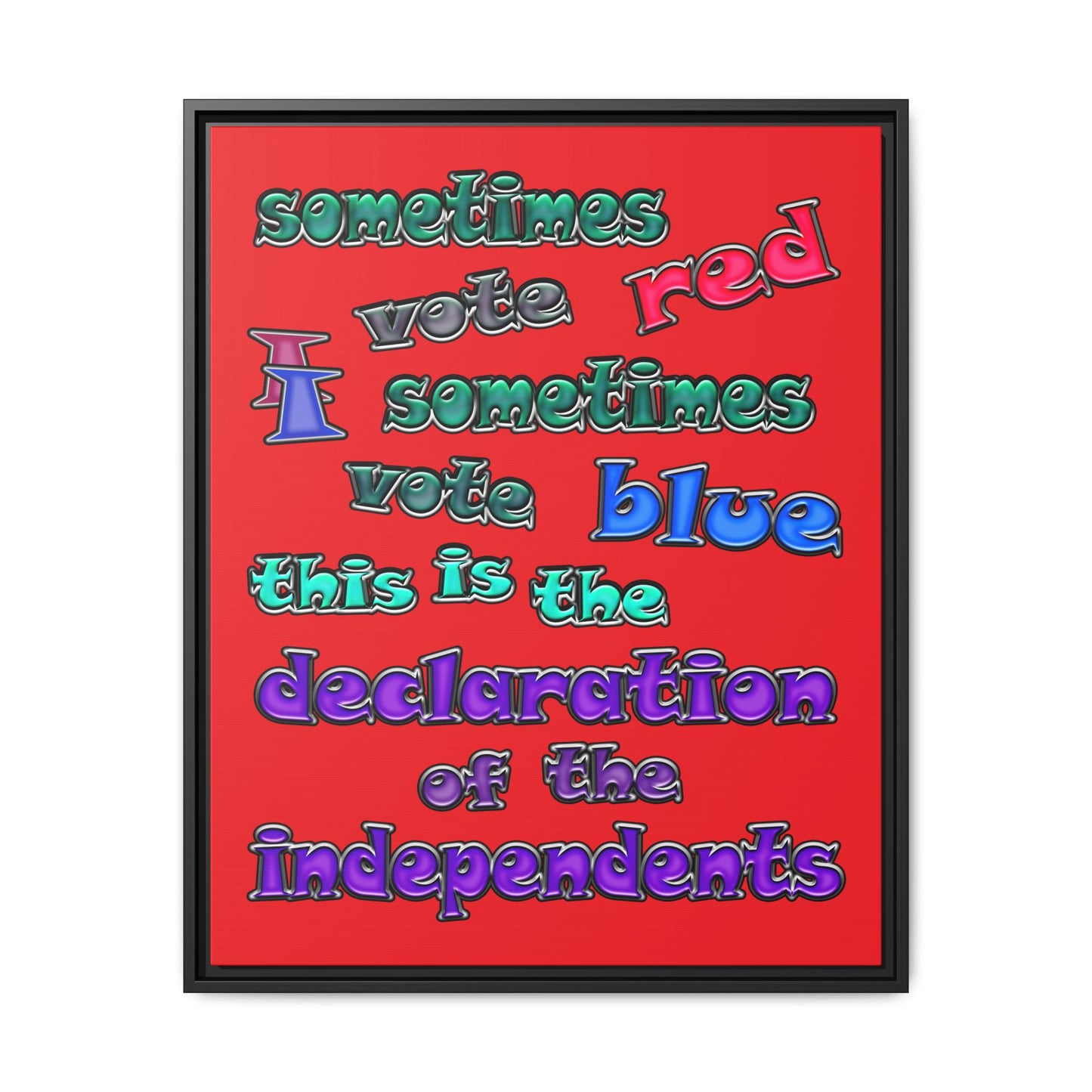 declaration of the independents - framed canvas art (red)