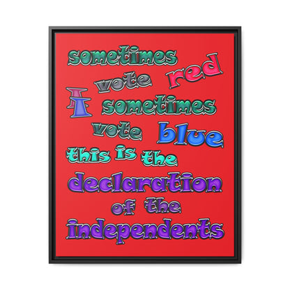declaration of the independents - framed canvas art (red)