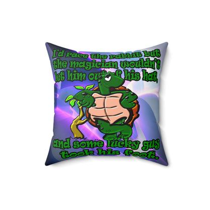 turtle race - Spun Polyester Square Pillow - (grey-pink wave)