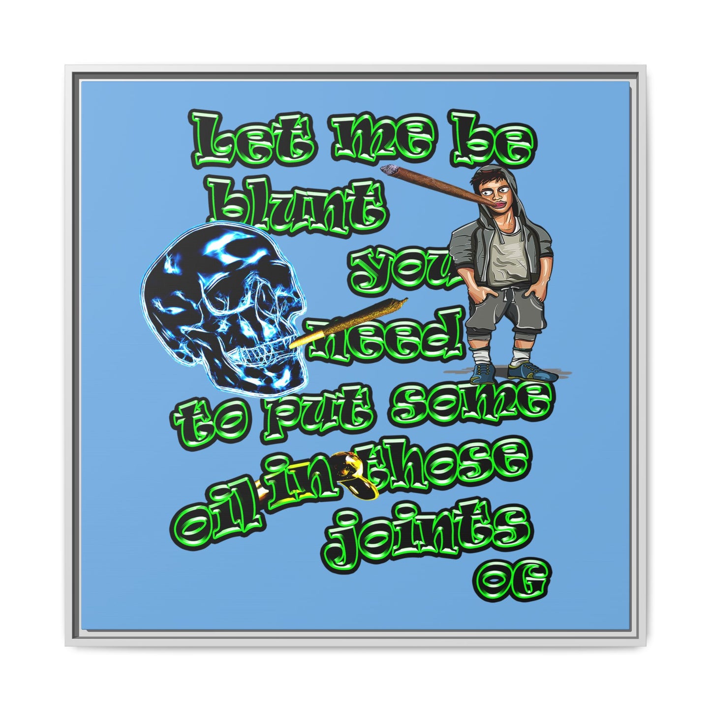 og - framed canvas art (light blue)