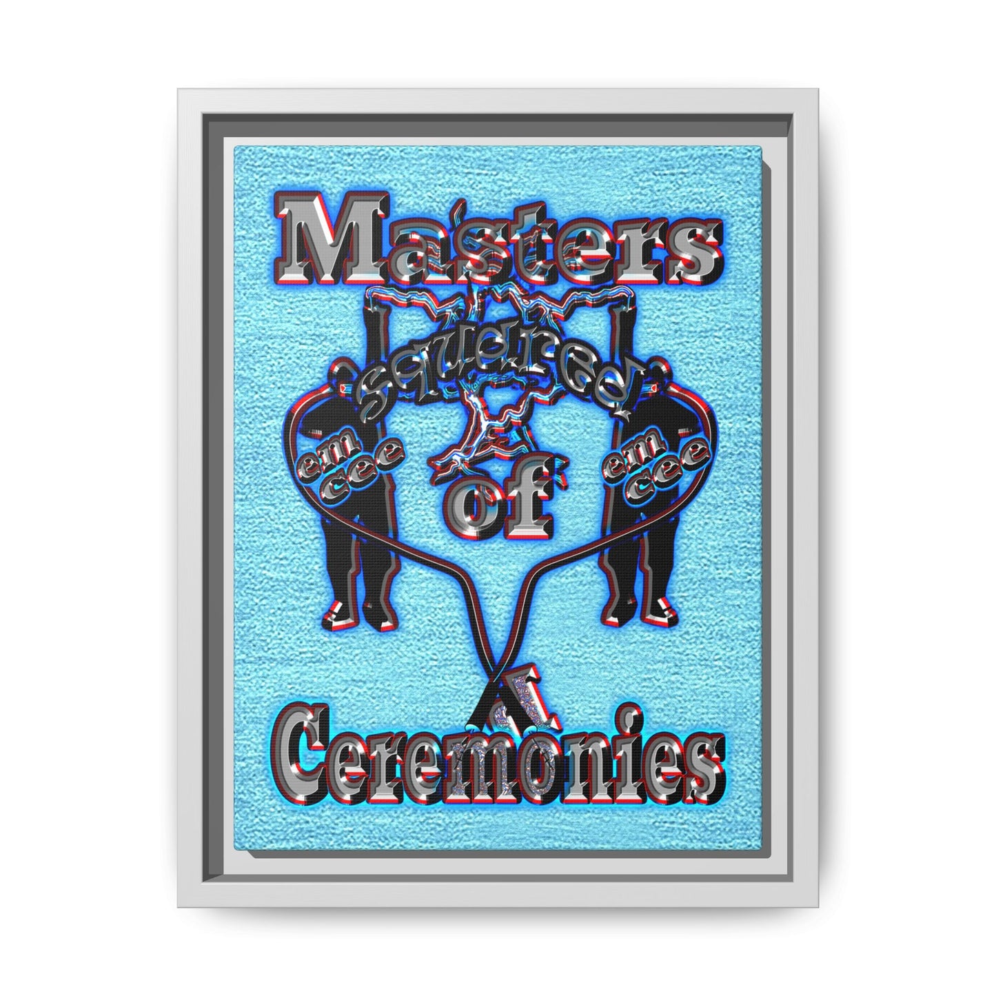 em cee squared - framed canvas art (faded blue)