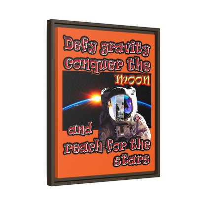 defy conquer reach - framed canvas art (orange)