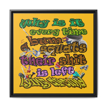 the bum's shit - framed canvas art (yellow)