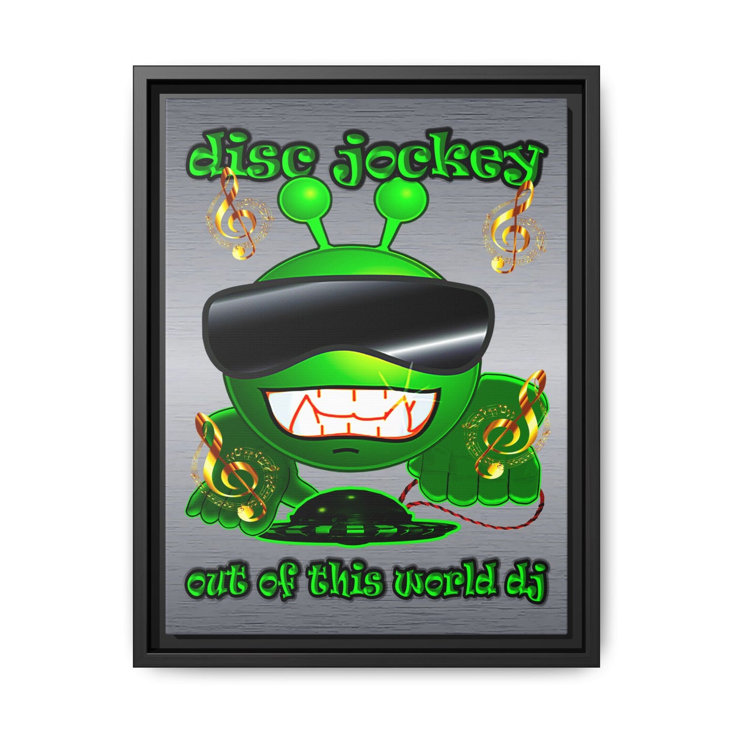 disc jockey - framed canvas art (brushed nickel)