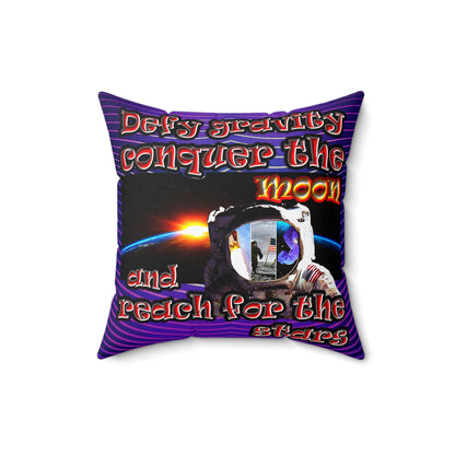 defy conquer reach - Spun Polyester Square Pillow - (purple wave)