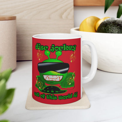 disc jockey - White Mug (dark red)
