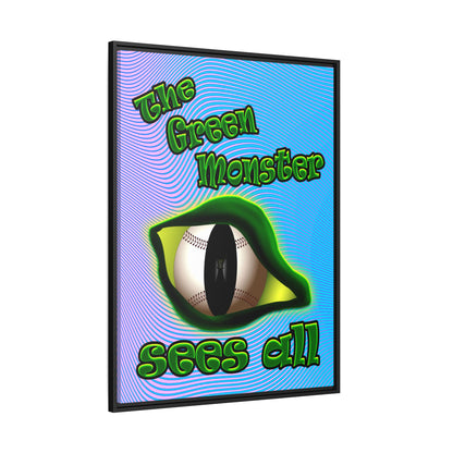 green monster - framed canvas art (light blue-purple wave)