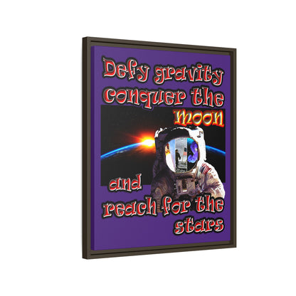 defy conquer reach - framed canvas art (purple)