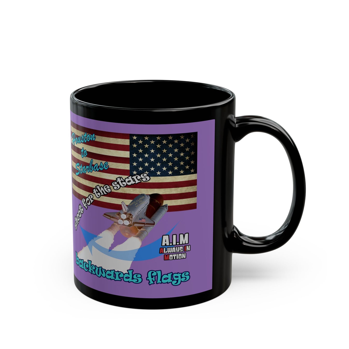 shoot for the stars - Black Mug (light purple)
