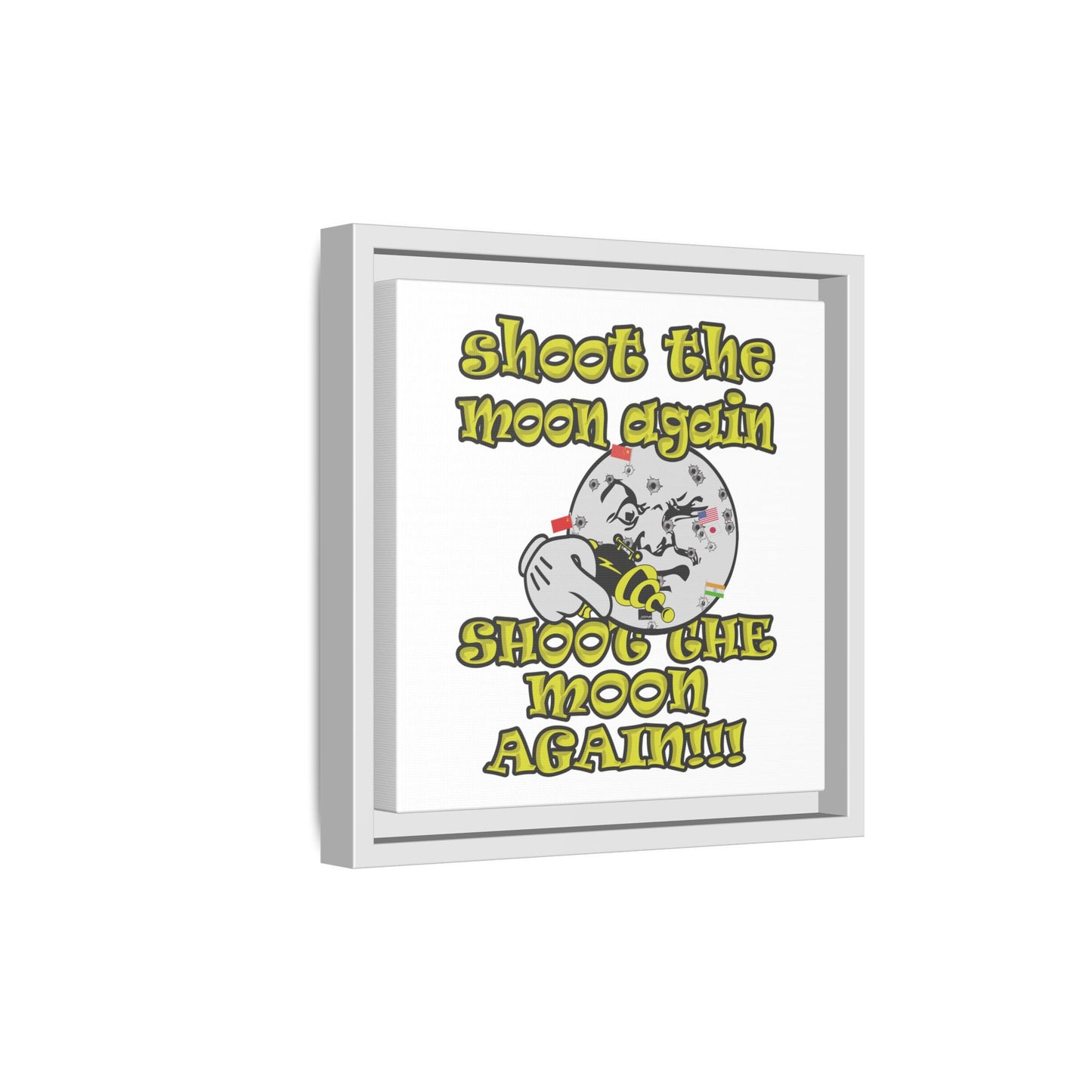 shoot the moon again - framed canvas art (white)