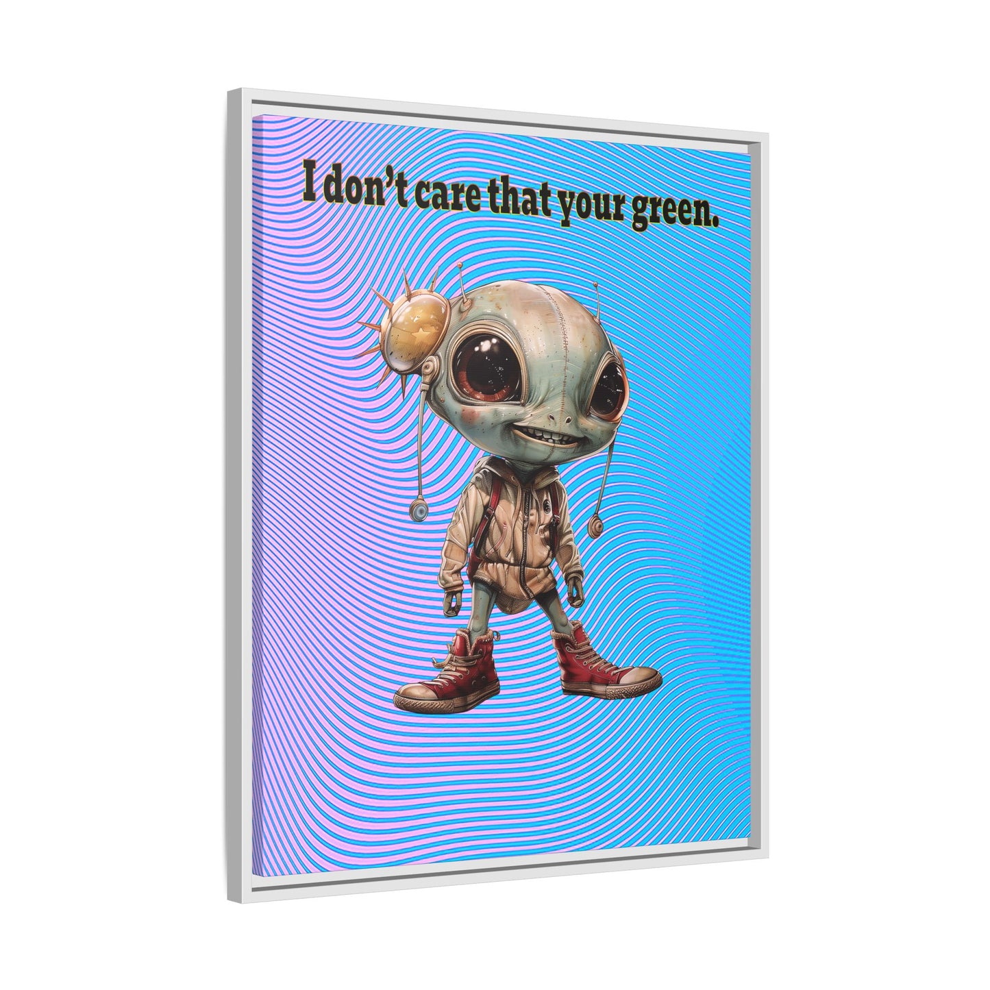 I don't care that your green - framed canvas art (light blue-purple wave)