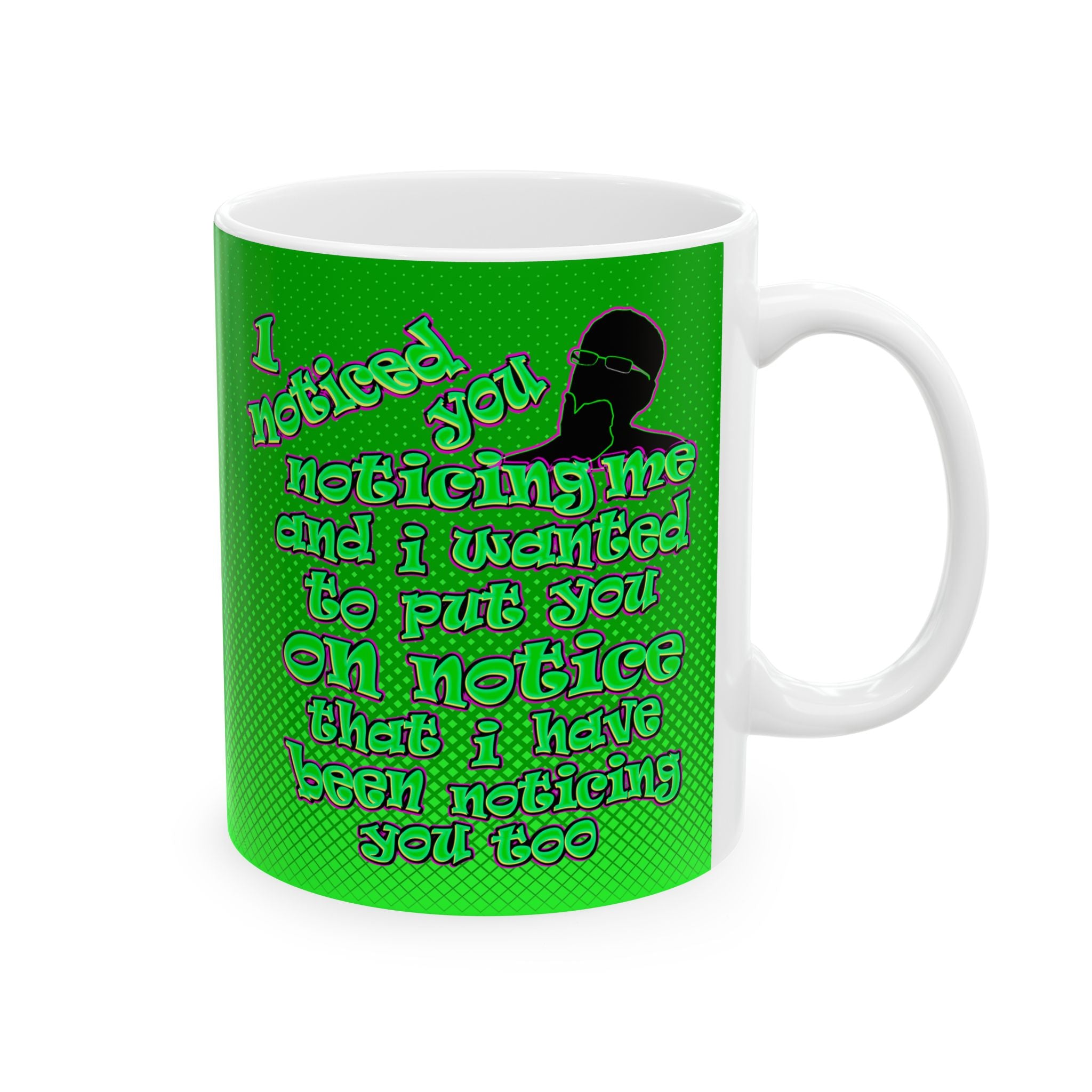 noticed you noticing - White Mug (logo green)