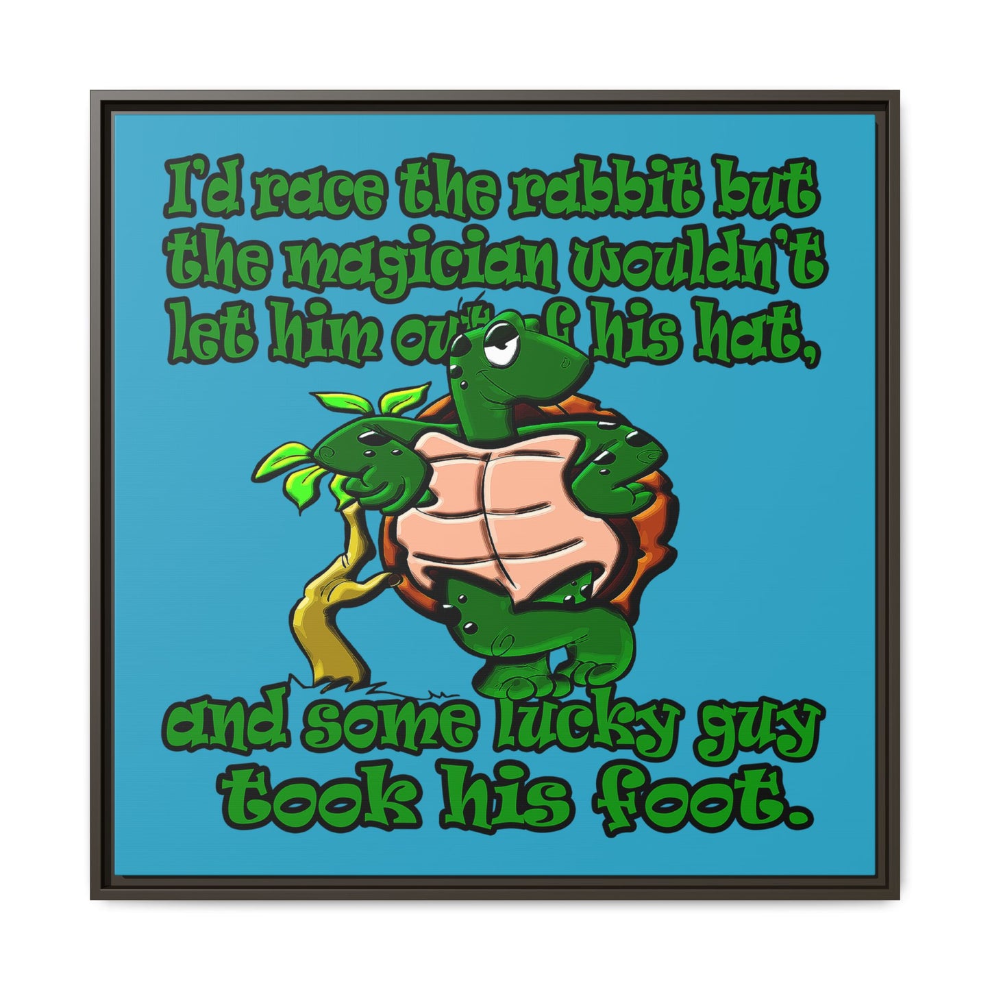 turtle race - framed canvas art (turquoise)