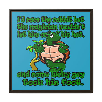 turtle race - framed canvas art (turquoise)