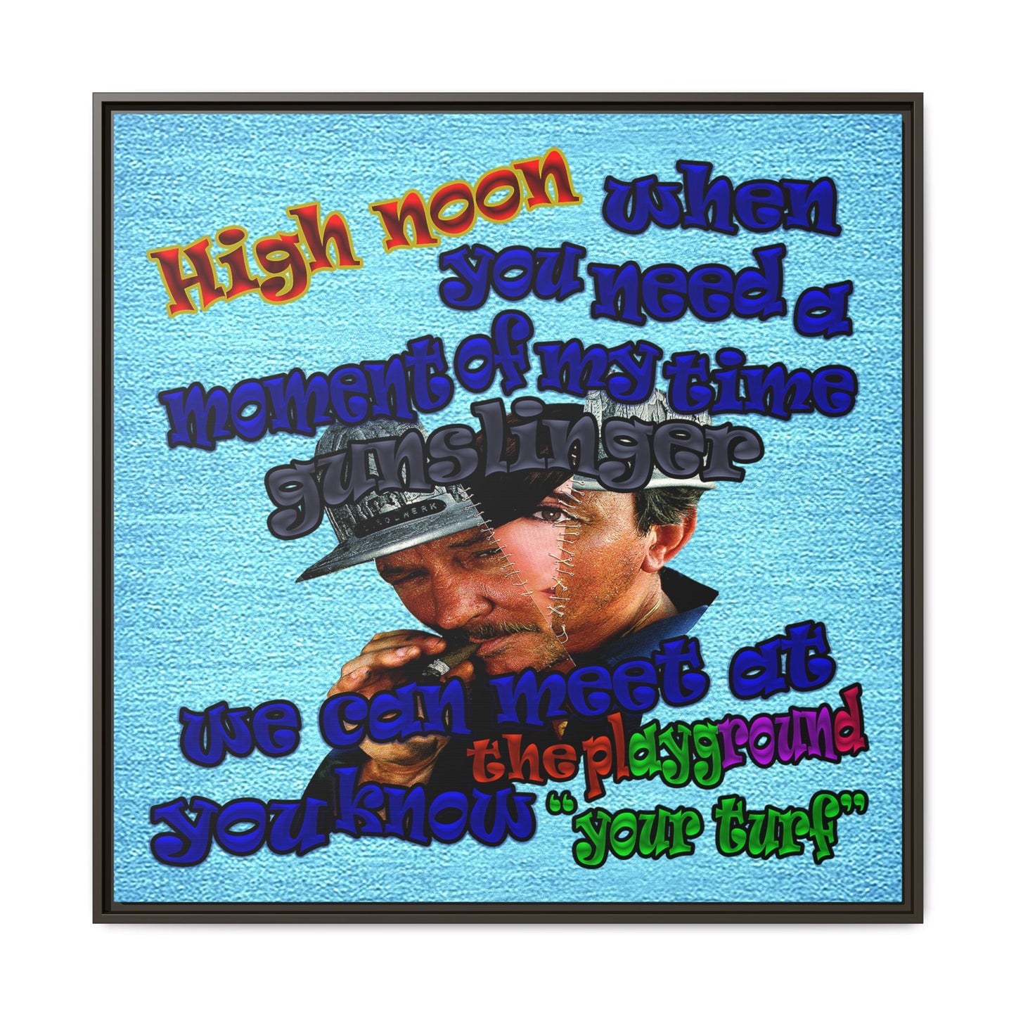 high noon - framed canvas art (faded blue)
