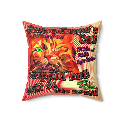 schrodinger's cat - Faux Suede Square Pillow - (yellow-orange wave)