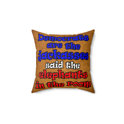 donkeys and elephants - Faux Suede Square Pillow - (dichromatic brown papyrus)