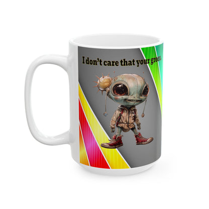 I don't care that your grey - White Mug (rainbow split)