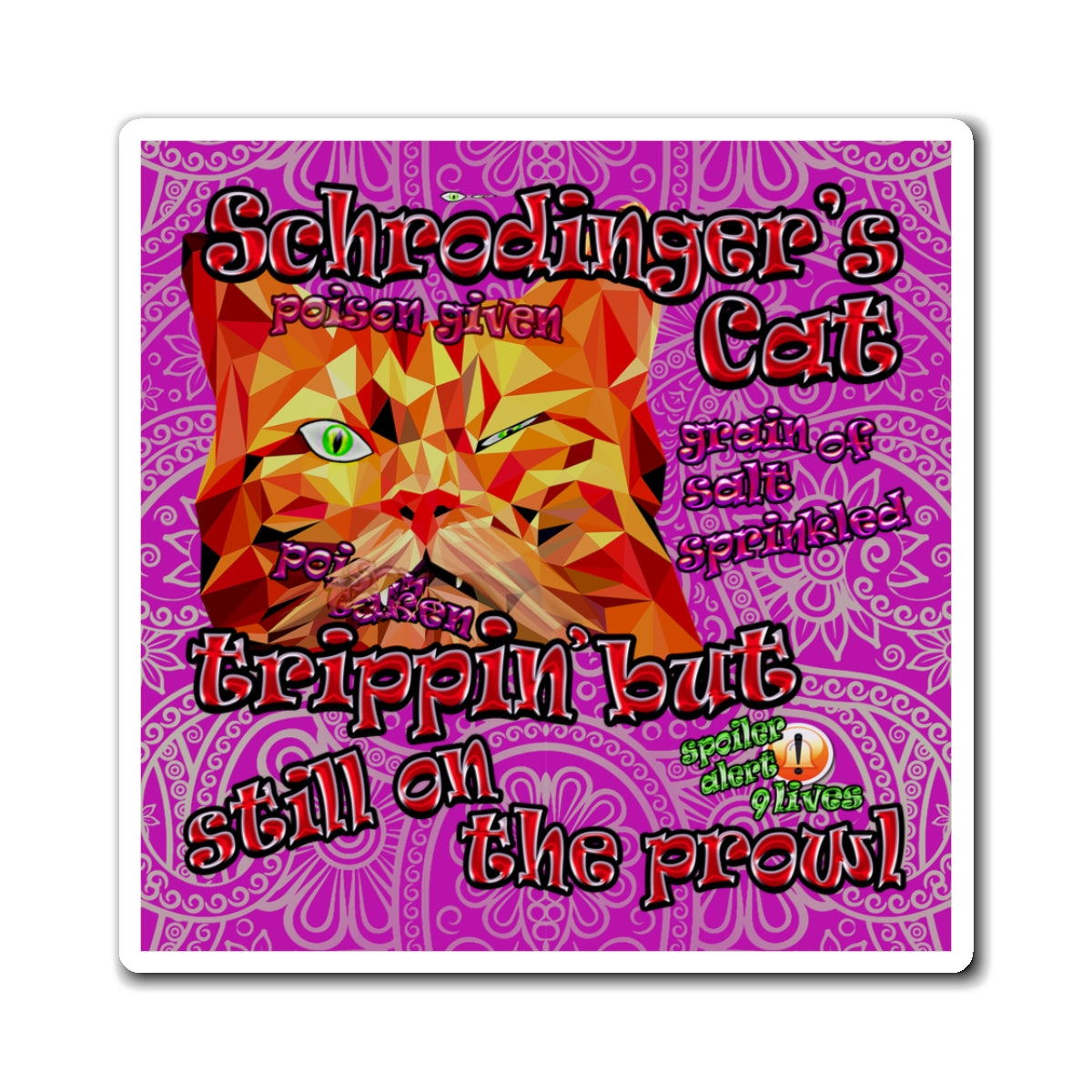 schrodinger's cat - Magnets - (pink swirl)