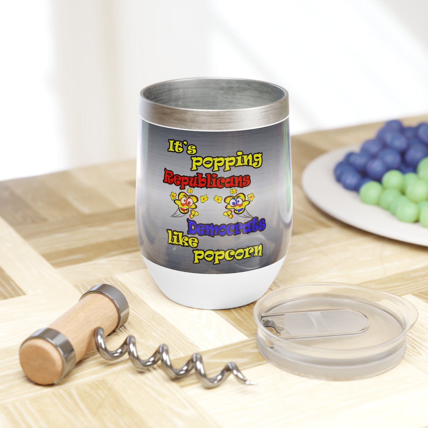 popping like popcorn - Chill Wine Tumbler (brushed nickel)