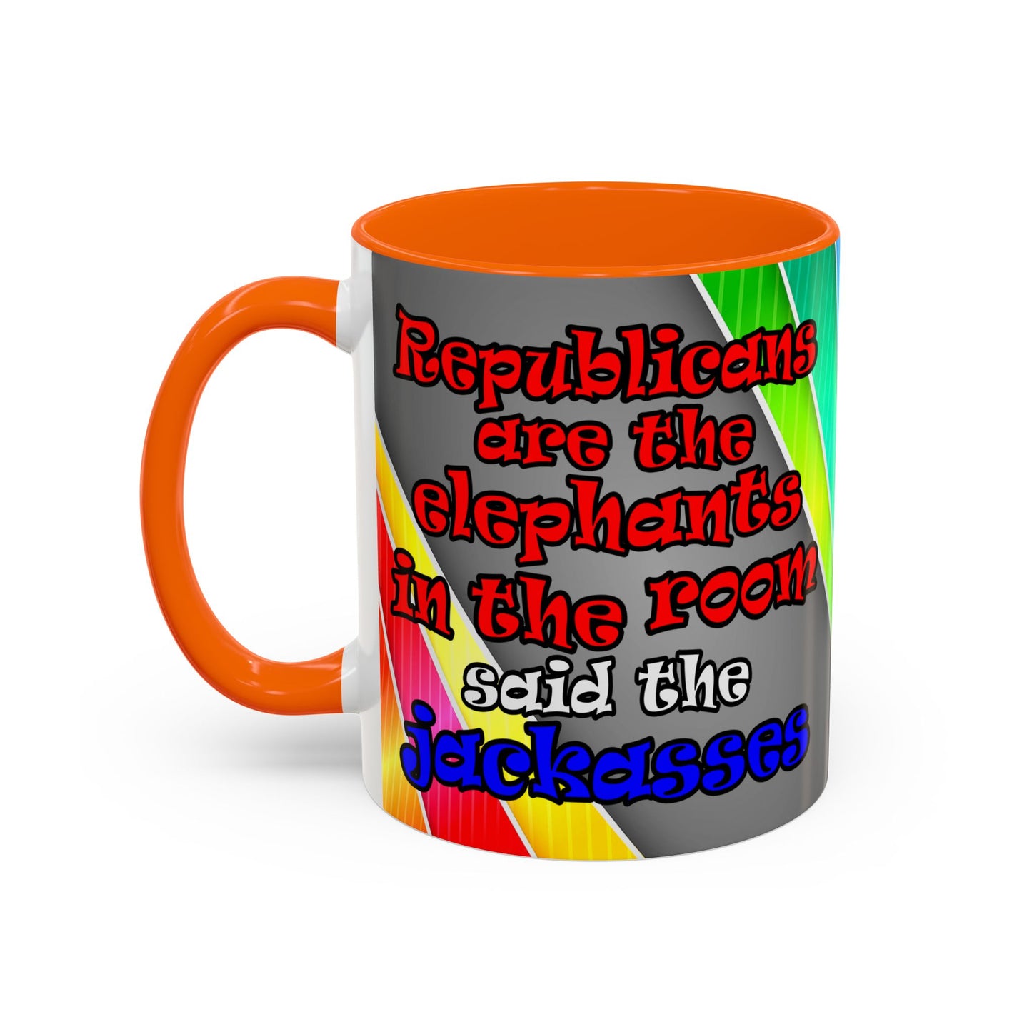 donkeys and elephants - Accent Mug (rainbow split)