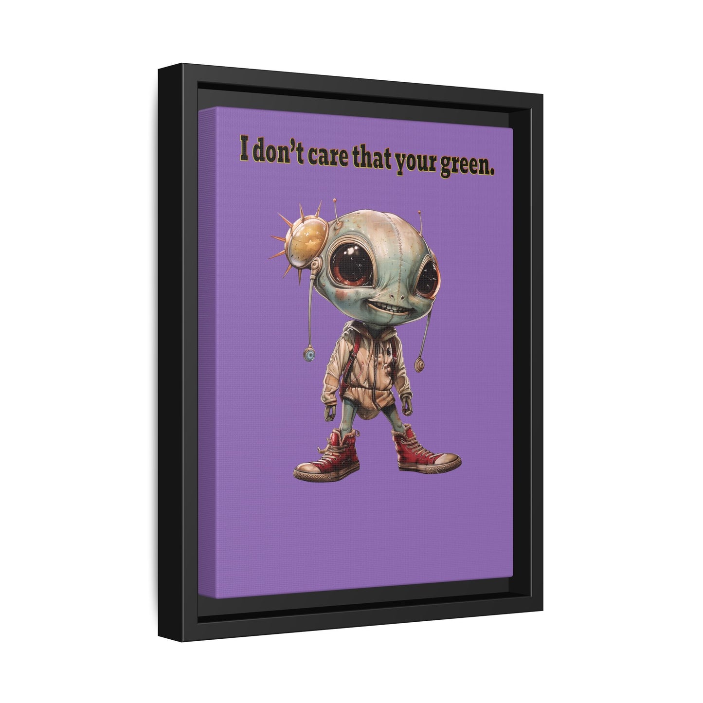 I don't care that your green - framed canvas art (light purple)