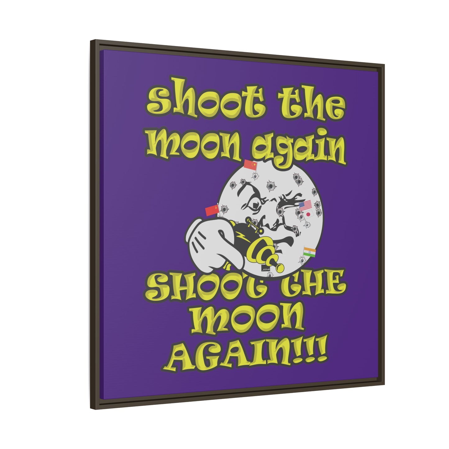 shoot the moon again - framed canvas art (purple)