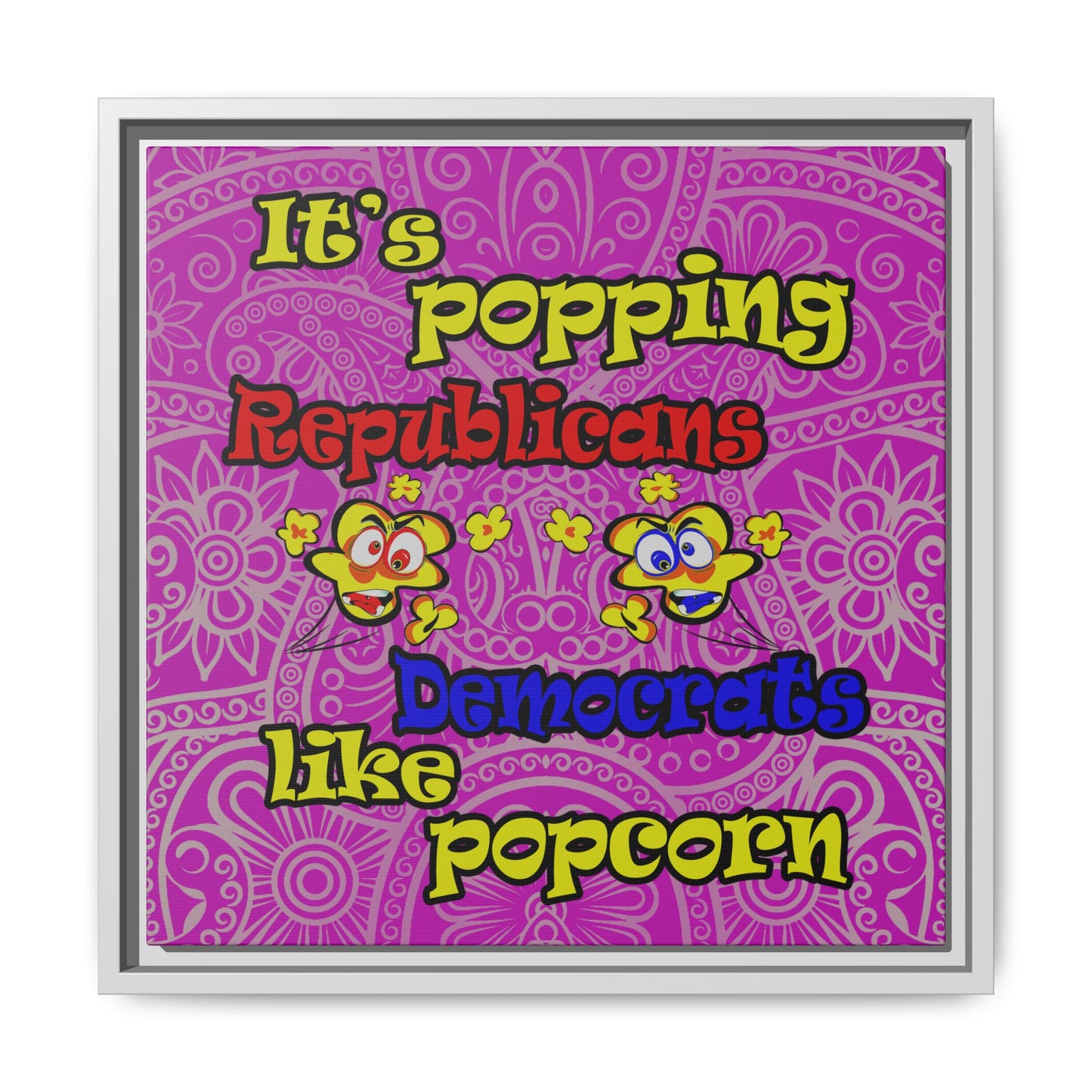 popping like popcorn - framed canvas art (pink swirl)