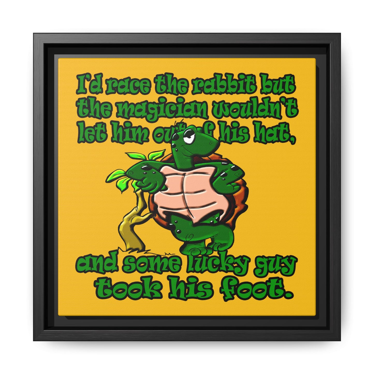 turtle race - framed canvas art (yellow)