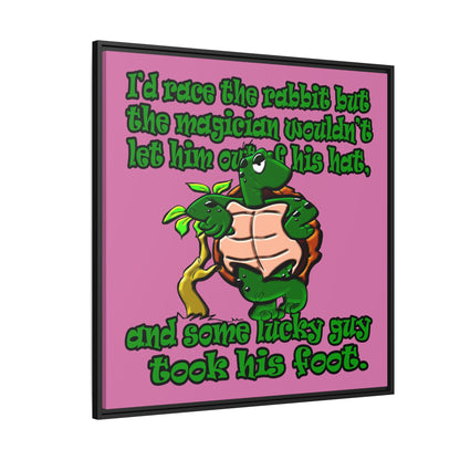 turtle race - framed canvas art (light pink)