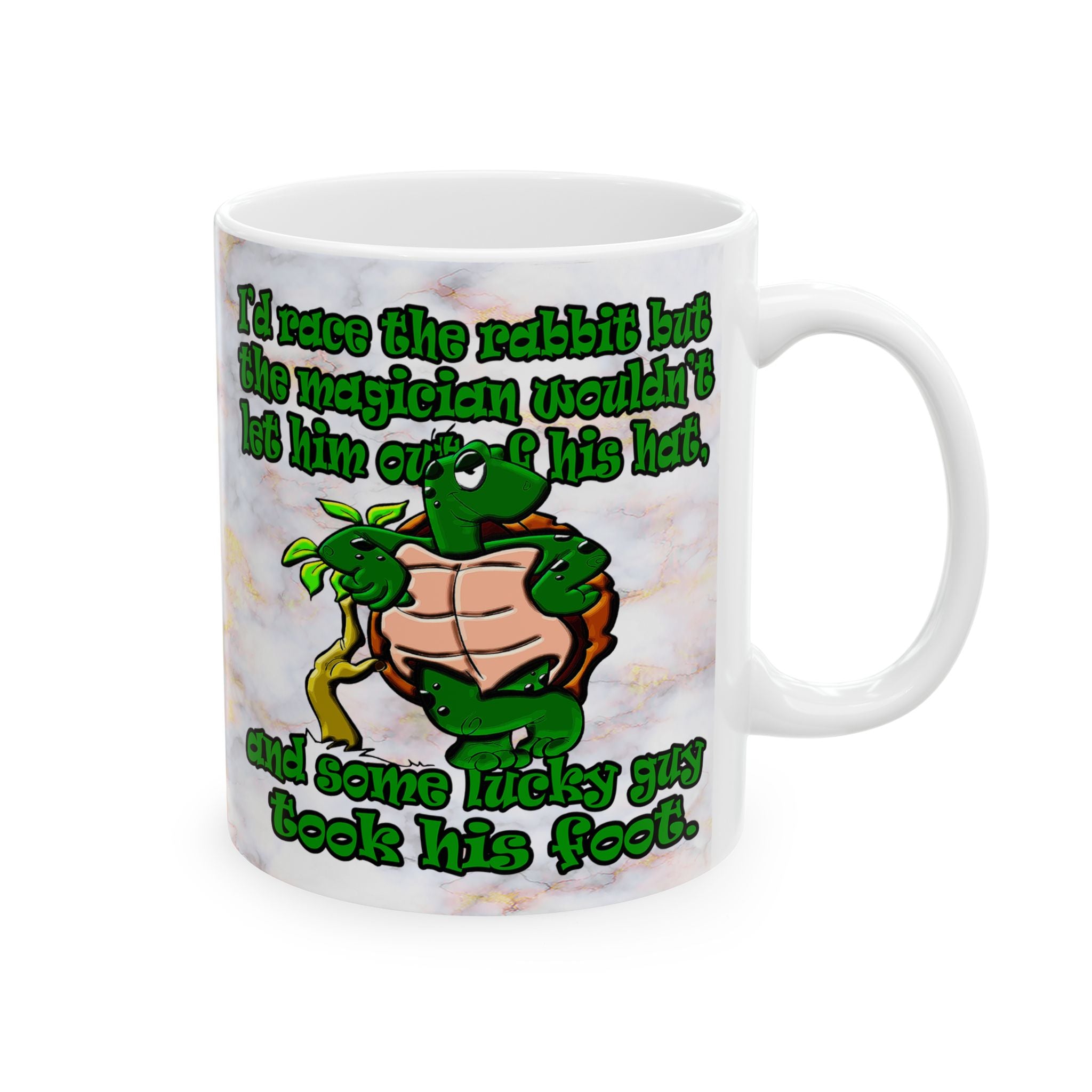 turtle race - White Mug (white marble)