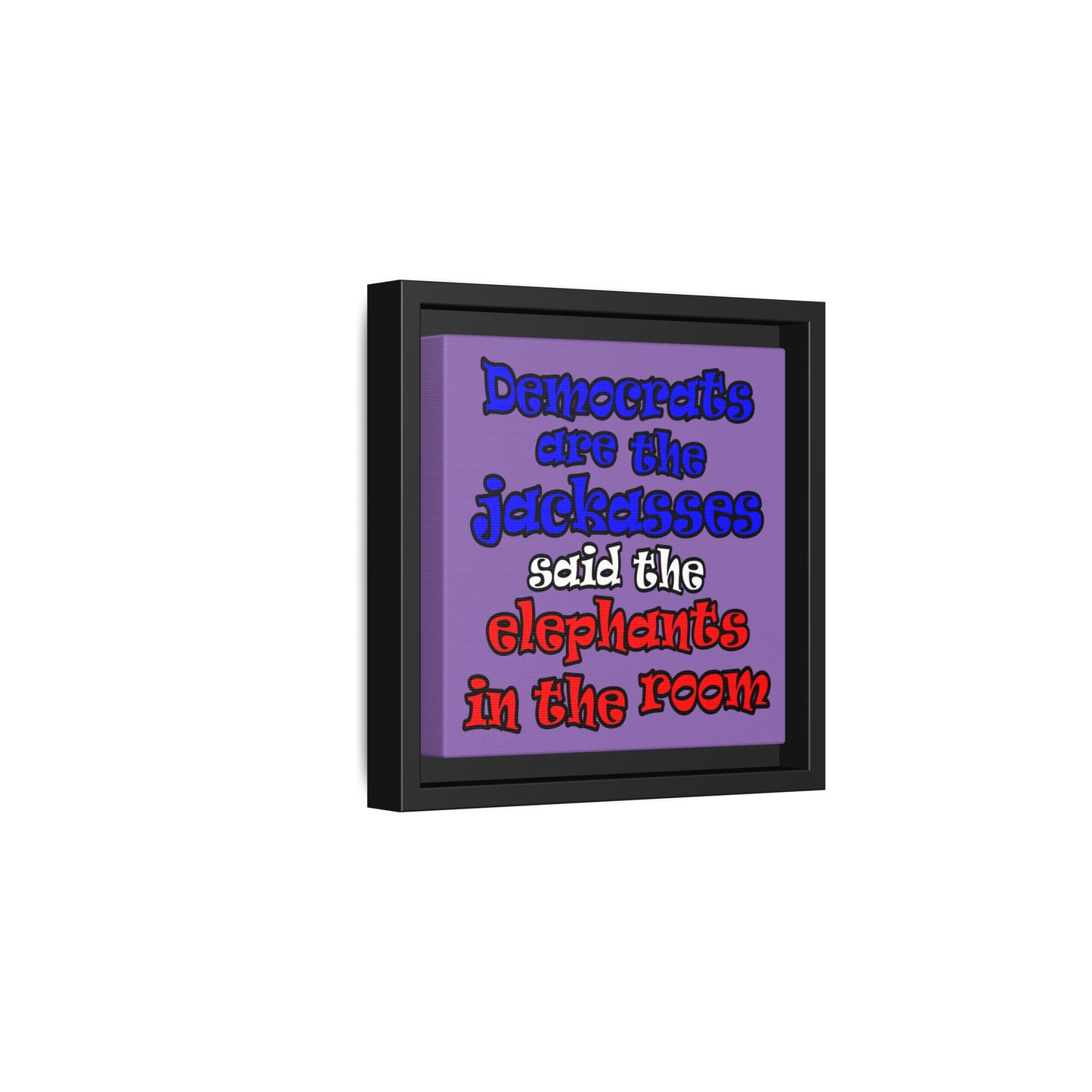 donkeys and elephants - framed canvas art (light purple)